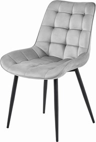 Svetlosivá zamatová stolička BERA s čiernymi nohami