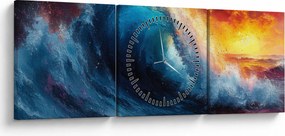 Obraz - Vlna v západu slnka (s hodinami) (90x30 cm)