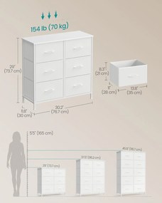 Komoda s látkovými zásuvkami Dopi 76,7 cm biela