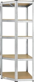 Kovový rohový regál 180x70x40-70 cm, 5 políc, nosnosť 875 kg