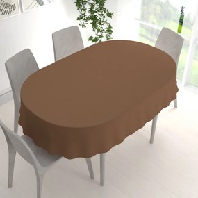 Biante Veľký oválny bavlnený saténový obrus ST-013 Svetlo hnedý 200x240 cm