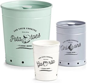 Zeller Present 2. akosť - Plechová dóza na cesnak, s vetraním, biela RETRO