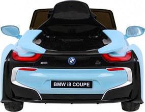Ramiz BMW I8 Lift Battery Car Modrá + diaľkové ovládanie + pomalý štart + 3-bodové pásy + MP3 USB + LED