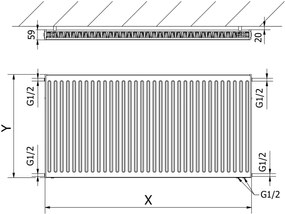 Mexen, Panelový radiátor Mexen CV11 600 x 1400 mm, spodné pripojenie, 1307 W, biely - W611-060-140-00