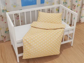 Biante Detské bavlnené posteľné obliečky do postieľky Sandra SA-305 Sloníky a bodky na žltom Do postieľky 90x120 a 40x60 cm