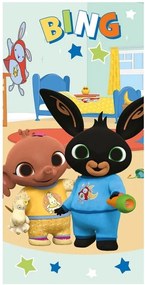 Bavlnená plážová osuška Zajačik Bing a Sula v pyžame - 100% bavlna - 70 x 140 cm