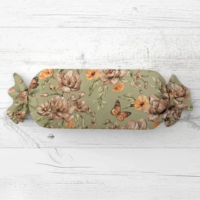 Biante Vankúš valec bonbon Sandra SA-472 Hnedé kvety magnólie na zelenom 15x60 cm
