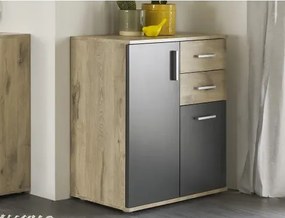 Skrinka s 2 zásuvkami Bacalar, dub viking/sivá%