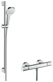 Hansgrohe Croma Select E, sprchová súprava Vario s termostatom Ecostat Comfort a sprchovou tyčou 90 cm, biela/chrómová, HAN-27082400