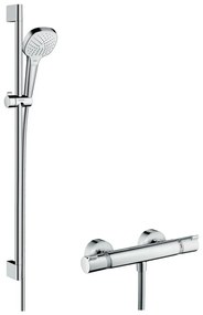 Hansgrohe Croma Select E, sprchová súprava Vario s termostatom Ecostat Comfort a sprchovou tyčou 90 cm, biela/chrómová, HAN-27082400