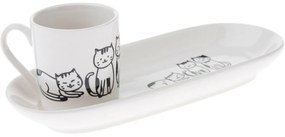 Porcelánový hrnček s podtáckou Mačky 90 ml