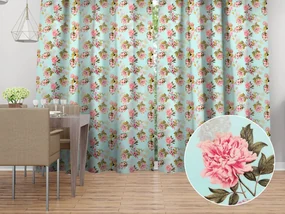 Biante Zamatový záves Tamara TMR-038 Ružová záhrada na svetlo modrom 135x250 cm
