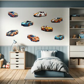 60x70cm Športové autá - textilná nálepka na stenu