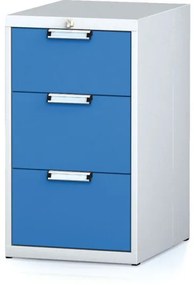 Alfa 3 Dielenský zásuvkový box na náradie MECHANIC, 3 zásuvky, 480 x 600 x 840 mm, modré dvere