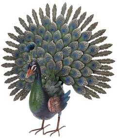 Záhradná kovová figúrka Peacock, 63x65 cm, viacfarebná