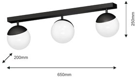Stropné svietidlo Sfera, 3x biele sklenené tienidlo, b