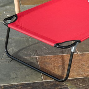 Outsunny Skladací Slnečný Ležadlo Reclining 4 Polohy Chaise Longue 3 Vankúše Červené | Aosom