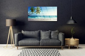 Skleneny obraz More pláž palma krajina 140x70 cm