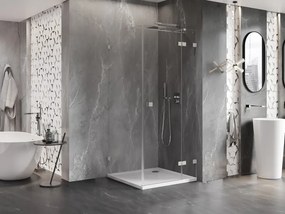 Mexen Lunar T, výklopný sprchový kút pravý 120 x 120 cm, 8mm číre sklo, oceľový profil, 834T-120-120-97-00-P