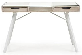 PISACÍ STÔL BASILE DUB SONOMA BIELY + SKLO 120 cm