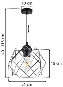 Light Home Závesné svietidlo Stella, 1x chrómové drôtené tienidlo