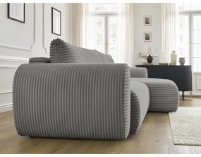 Tmavosivá menčestrová rozkladacia rohová pohovka (pravý roh) Lucien – Bobochic Paris