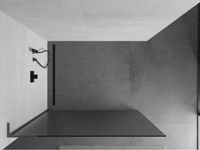 Mexen Kioto L, sprchová zástena Walk-In 70 x 200 cm, 8mm sklo s rebrovým vzorom, grafitový profil, 800-070-103-66-09