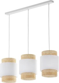 Náhradné tienidlo pre stolnú lampu a luster BOHO E27 pr. 20 cm ratan/biela
