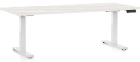 Výškovo nastaviteľný stôl OfficeTech D, 180 x 80 cm, biela podnož, biely jaseň