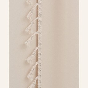 Krémový záves Lara na strieborné kruhy so strapcami 140 x 250 cm