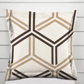 Biante Bavlnená obliečka na vankúš s lemom Sandra SA-558 Hnedé hexagóny na krémovom 60 x 60 cm