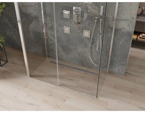 Mexen Omega, 3-stenný sprchovací kút s posuvnými dverami 140 (dvere) x 80 (stena) cm, 8mm číre sklo, chrómový profil, 825-140-080-01-00-3S