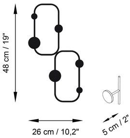 Nástenný kovový vešiak Ladybug 26 cm čierny