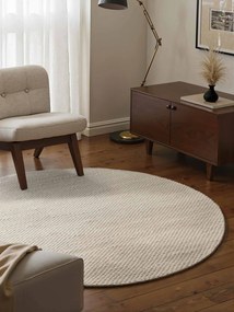 ELLE Decoration, Kusový koberec Lyon Beans 106314 Natural Cream kruh z kolekcie Elle, 160x160 (priemer) kruh, biela, obývacia izba