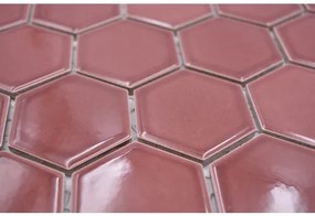 Keramická mozaika HX540 šesťuholník uni bordó červená lesklá