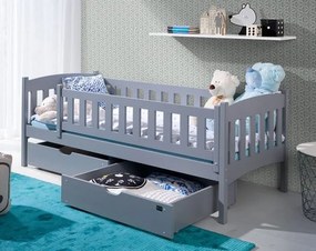 Detská posteľ z masívu GANDALF so šuplíkmi - 200x90 cm - ŠEDÁ