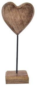InDecor Srdce na podstavci z mangového dreva, 10 x 5 x 25 cm, S