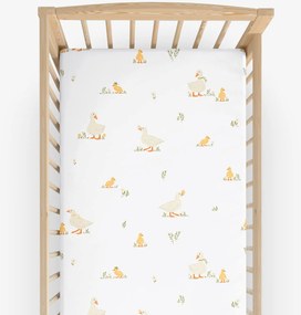 Goldea veľkonočná bavlnená napínacia plachta do detskej postieľky - kačice 60 x 120 cm