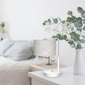 Stolná lampa Senso, 1x biele/zlaté textilné tienidlo, w