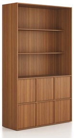 Kancelárska skriňa FRAME, 6x dvere, 2x polica, 1299 x 450 x 2162 mm, PUSH-lock, orech