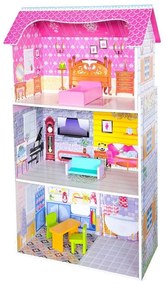 Drevený domček pre bábiky 5 ks nábytku | 3 poschodia