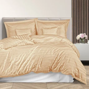 BAMBUSOVÉ OBLIEČKY STRIPE BEIGE 200X220 CM, 2KS 70X80 CM, 4 KS 40X40 CM BÉŽOVÉ
