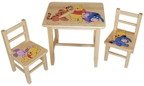ČistéDrevo Drevený detský stolček so stoličkami - Macko Pú
