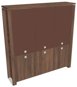 Vysoká skriňa Verno+ 200 x 46 x 210 cm, kombinované dvere, orech / hnedá