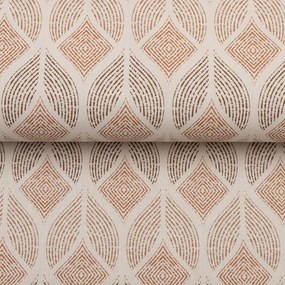 PVC obrus Hnedé designové lístky na krémovom PV-204 - metráž š. 140 cm