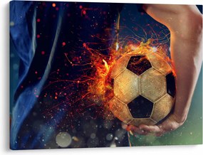 Obraz - Futbalová lopta v ohni (70x50 cm)