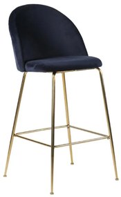 Dizajnová barová stolička Kristopher, modrá / mosadz