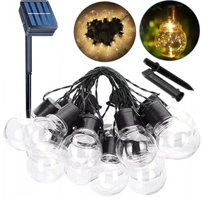 BERGE Vonkajšia reťaz GIRLAND solárna 5m + 10 LED žiaroviek IP44