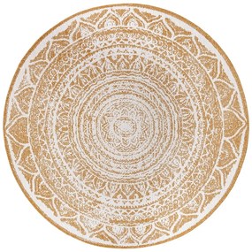 Okrovožlto-biely okrúhly vonkajší koberec ø 140 cm Siruma – NORTHRUGS