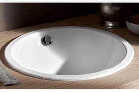 ALAPE EB.K400 okrúhle zápustné umývadlo bez otvoru, s prepadom, priemer 400 mm, biela alpská, s povrchom ProShield, 2001000000